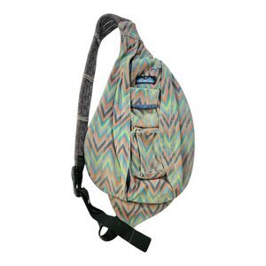 Kavu Rope Sling Bag Orange Geometric Chevron Aztec Canvas Shoulder Backpack